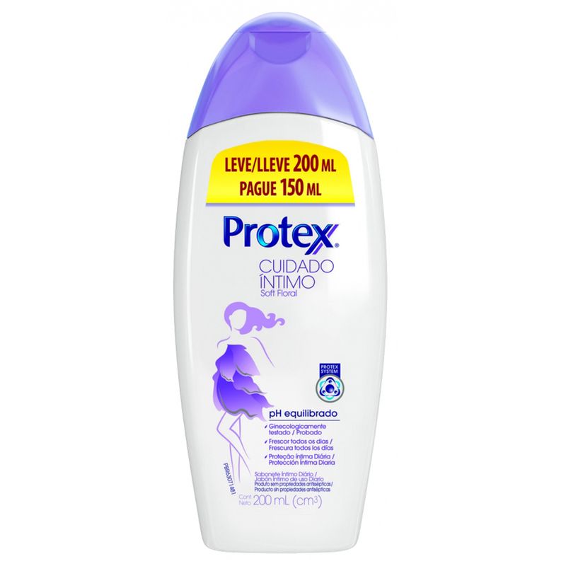 Sabonete Íntimo Líquido Protex Cuidado Íntimo Calm&Protect 200ml Embalagem Promocional Grátis 50ml (7891024037881)