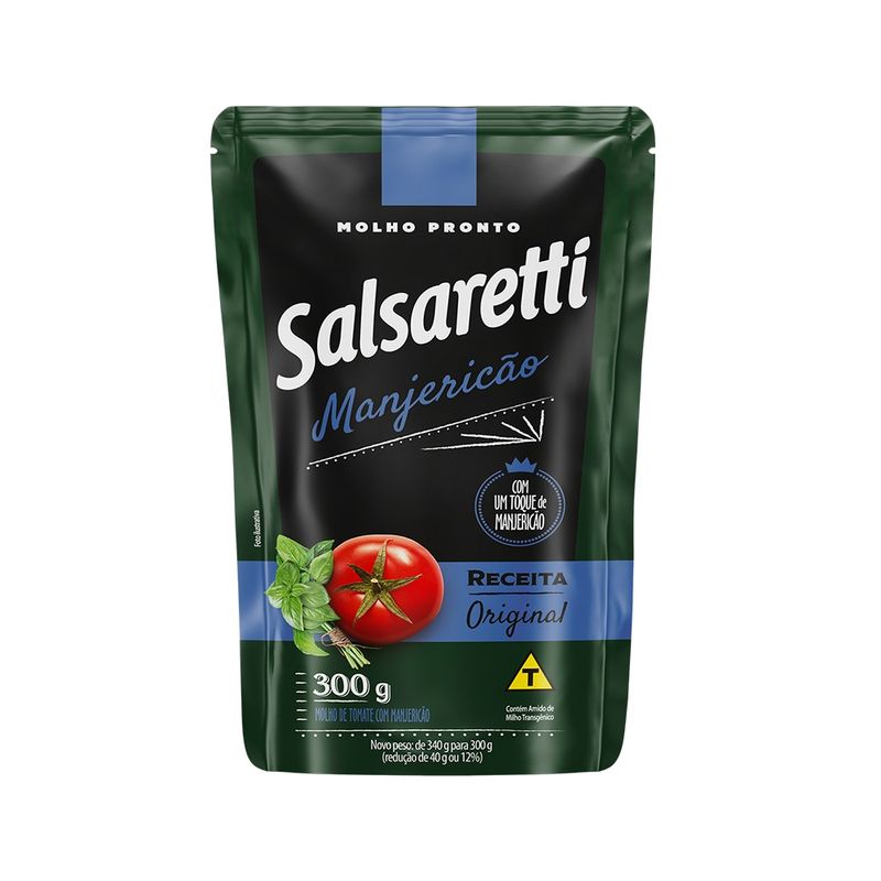 Molho Tomate Salsaretti Manjericão 300g Sachê (7898930142647)