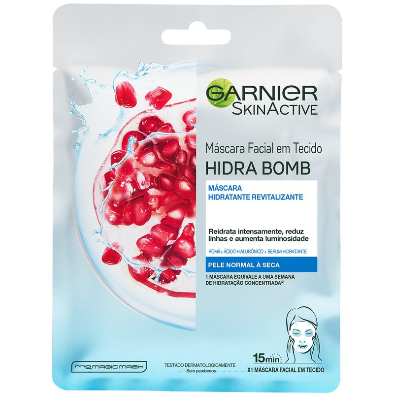 Máscara Facial em Tecido Garnier Hidra Bomb Romã Revitalizante, 32g (7509552806403)
