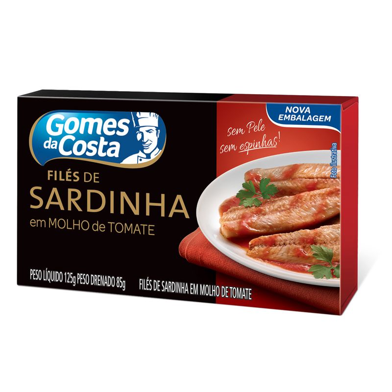 Filé Sardinha Gomes Da Costa 125g Molho Tomate Ervas Finas (7891167031661)