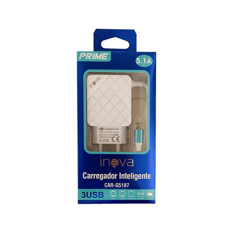 Acessório Celular Carregador Ultra Inova 3USB V8 (7898908418255)