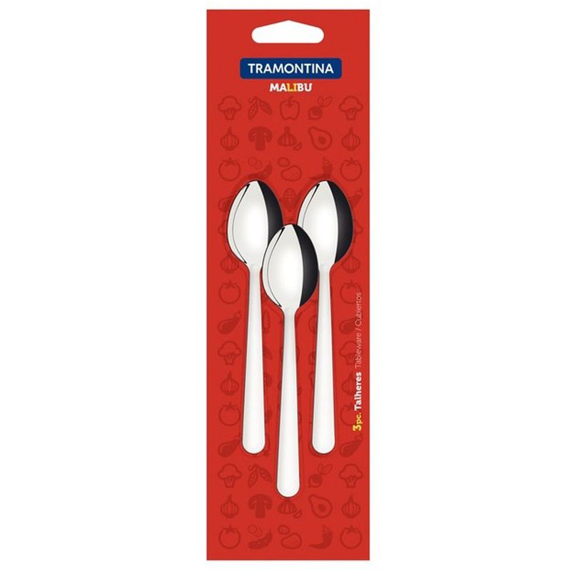 Conjunto Colher Cha Inox Tramontina Malibu com 3 peças (7891112070547)