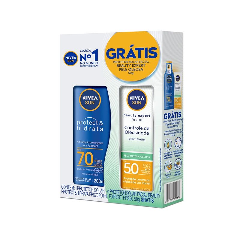 Protetor Solar Nivea 200ml FPS70 Gts Protetor Fac FPS50 50g (4005900921833)