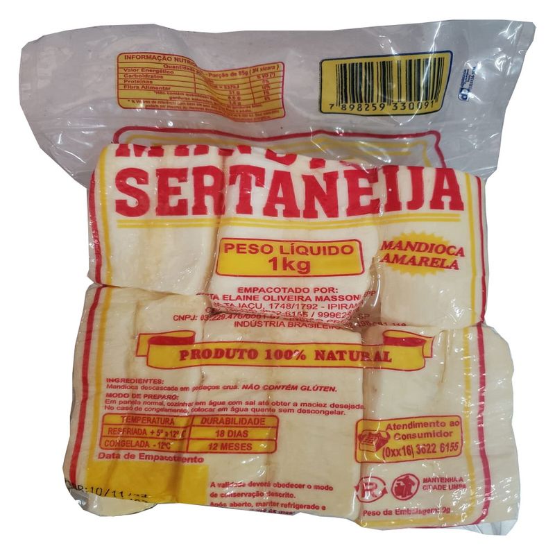 Mandioca Congelada Sertanetja 1Kg (7898259330091)