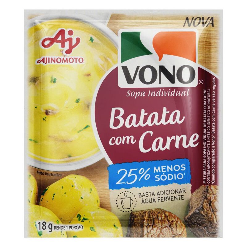 Sopa Instantânea Vono 18g Menos Sódio Batata Com Carne (7891132110711)