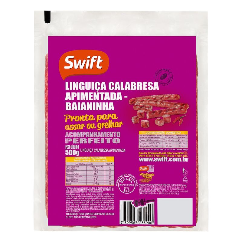 Linguiça Calabresa Swift 500g Apimentada (7899567235771)