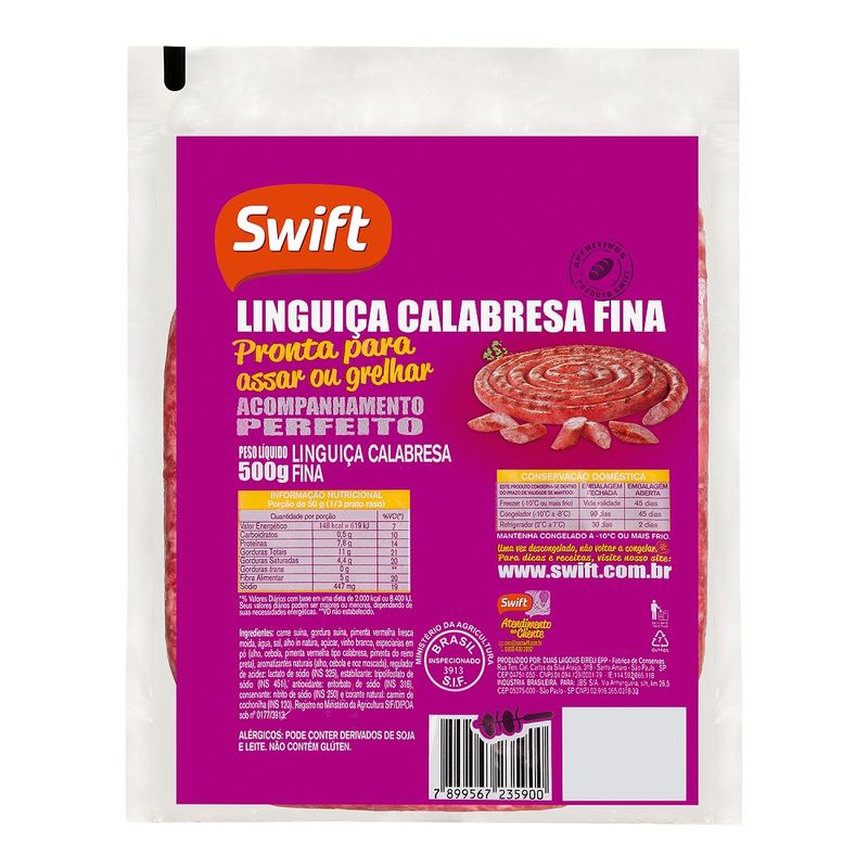 Linguiça Calabresa Swift 500g Fina (7899567235801)
