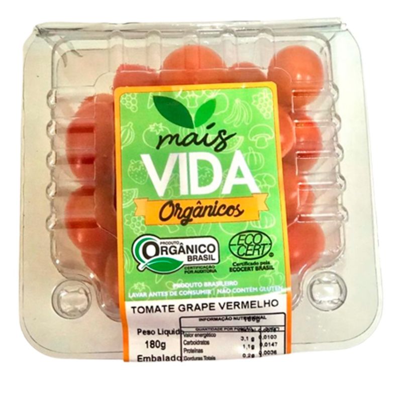 Tomate Grape Vermelho Mais Vida Orgânico 180g (7898909607580)