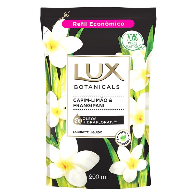 Sabonete Líquido Lux 200ml Refil Capim Limão e Frangipani (7891150069589)