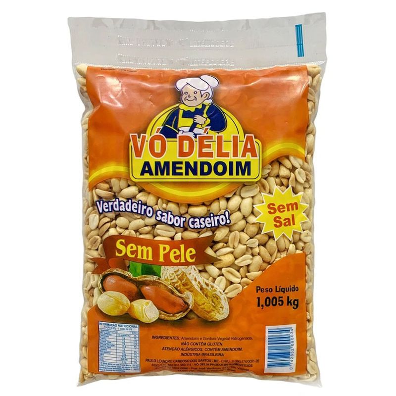 Amendoim Vó Delia 1,005KG S/pele/S/sal (742832690034)