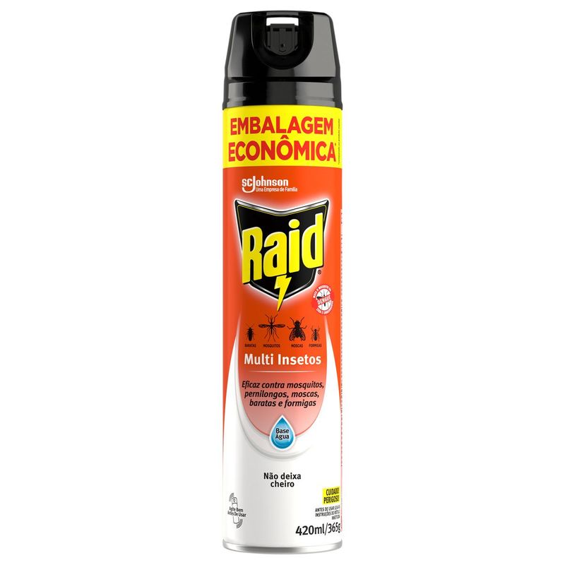 Inseticida Aerossol Multi-Insetos Base Água Raid Frasco 420m (7894650014134)