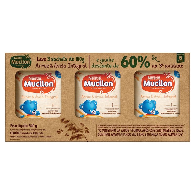 Cereal Mucilon 180g Sac Com 3 60% Desconto (7891000367735)