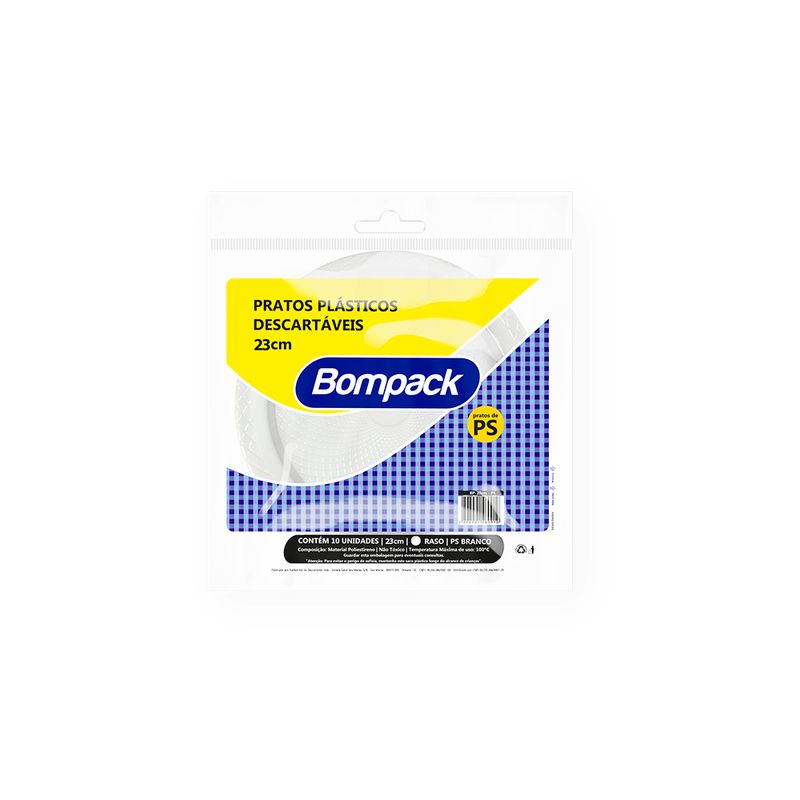 Prato descartável Bompack 23cm 10 unidades (7898921461733)