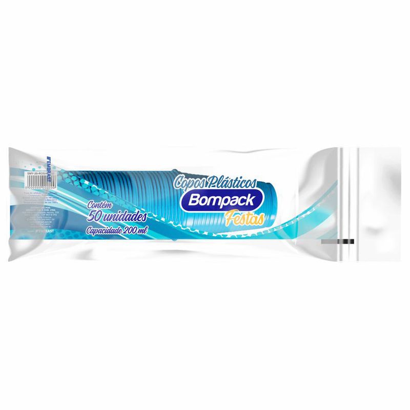 Copo Descátavel Bompack Festa 200ML Com 50 Azul (7898921468503)