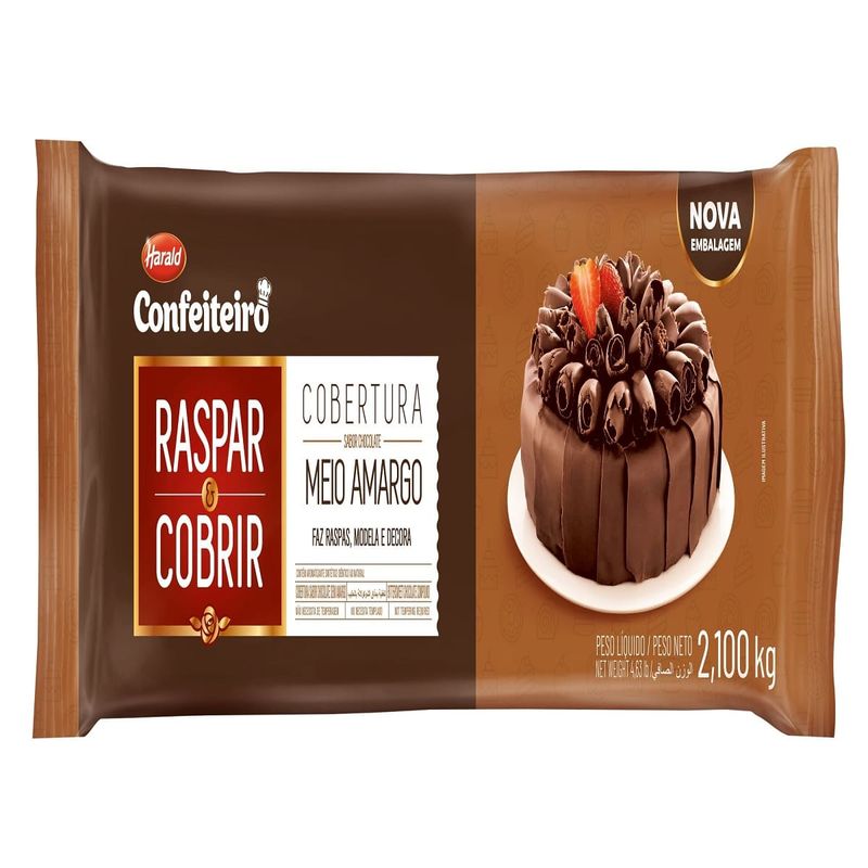 Cobertura Raspar e Cobrir Chocolate Meio Amargo Harald 2,1Kg (7897077834415)