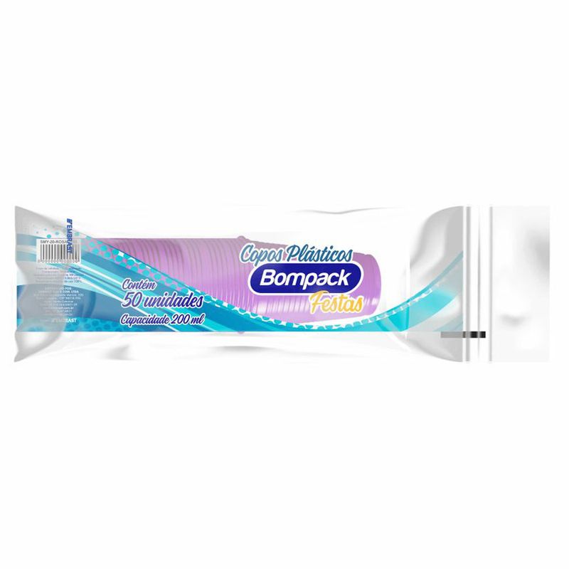 Copo Descartável Bompack Festas Rosa 200ml Com 50 (7898921468510)