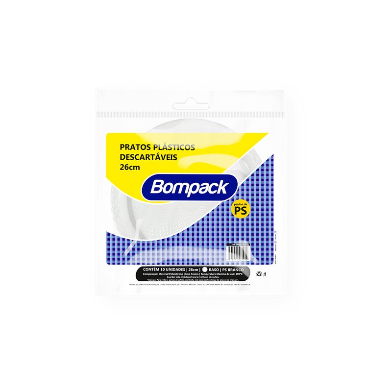 Prato Descartável Bompack 26cm 10 unidades (7898921460910)