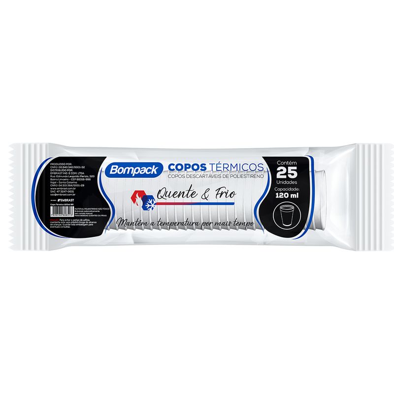 Copo Térmico Bompack 120ml Com 25 Unidades (7898182808513)