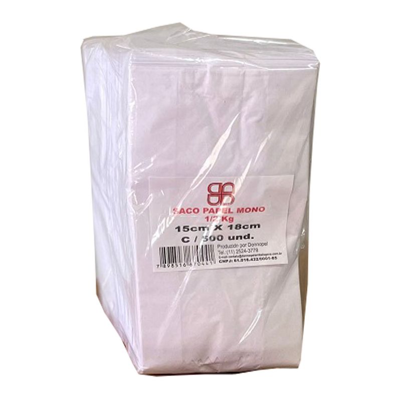 Saco De Papel Branco 1/2kg Donnoplast Com 500 Unidades (7898516670571)