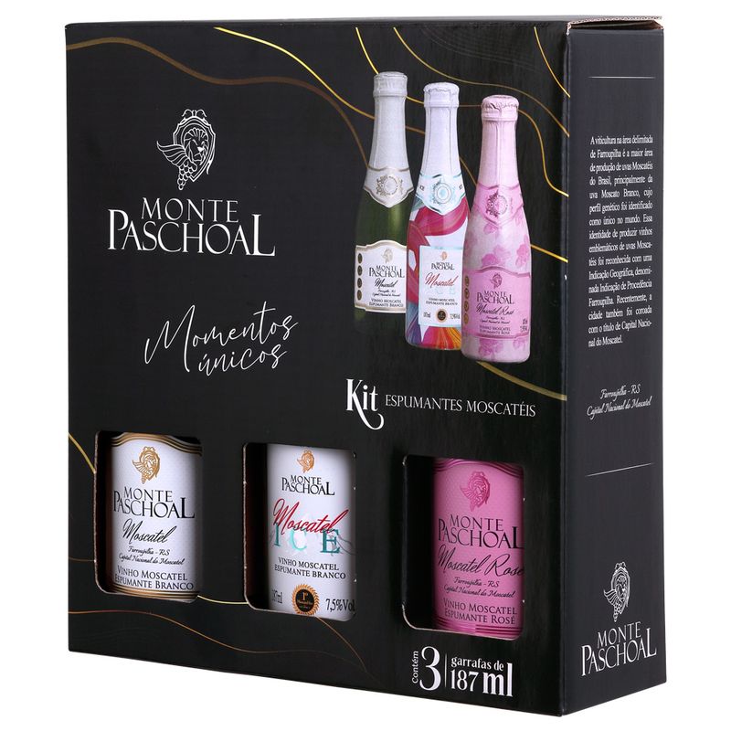 Espumante Monte Paschoal Moscatéis 187ml com 3 unidades (7897015211971)