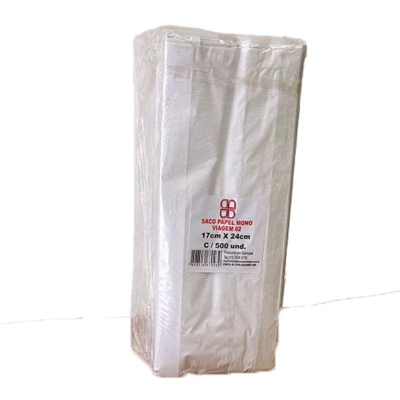 Saco de Papel Mono Branco Viagem 2 Com 500 Unidades (7898516670601)