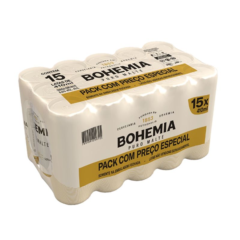 Cerveja Bohemia 410ml Lata com 15 Un Preço Especial (7891991299725)