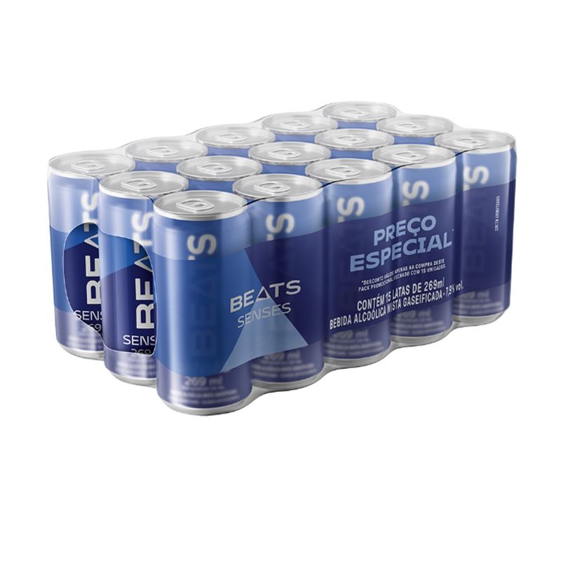 Bebida Mista Skol Beats 269ml Lata Senses com 15 Unidades (7891991296953)