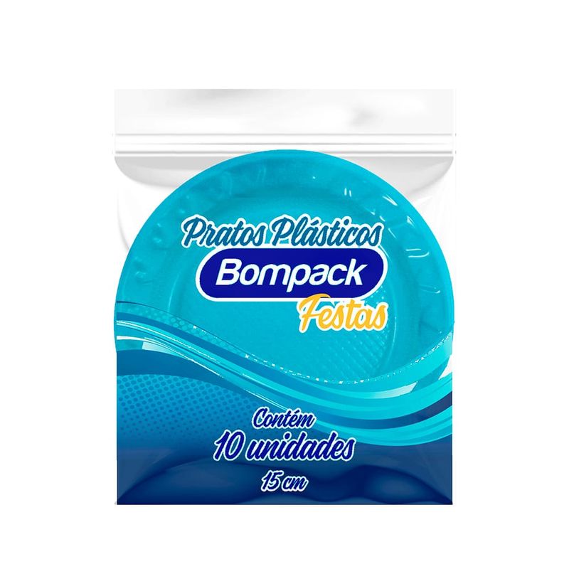 Prato descartável Bompack Festas Azul 15cm 10 unidades (7898921468572)