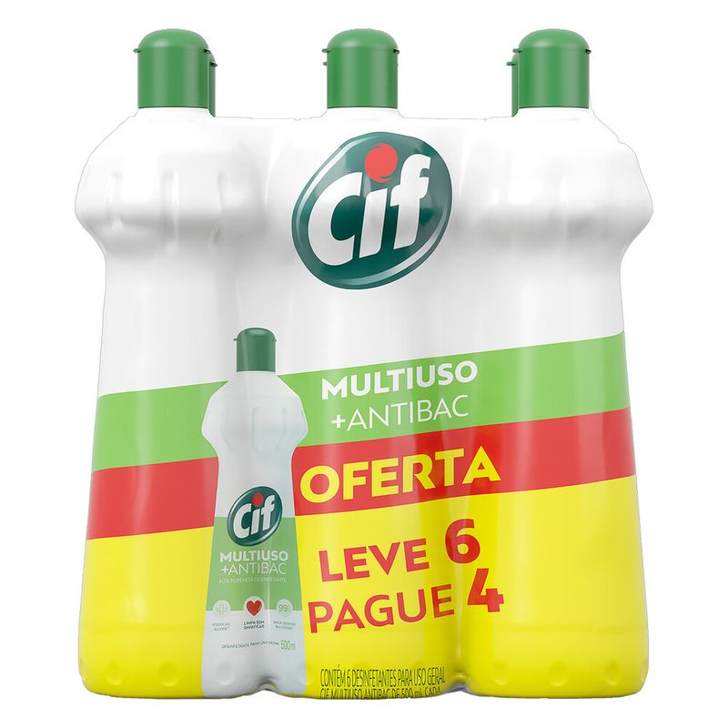 Limpador Multiuso Antibac Cif 500ml Leve 6 Pague 4 (7891150074217)
