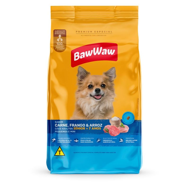 Alimento Cão Baw Waw Senior Peq Mini Carne Frango Arroz 10Kg (7899306044206)