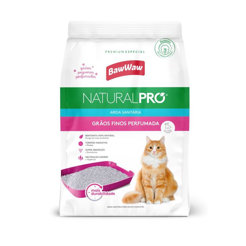 Areia Sanitária Baw Waw Gato Pró Grão Fino Perfumado 4kg (7899306041861)