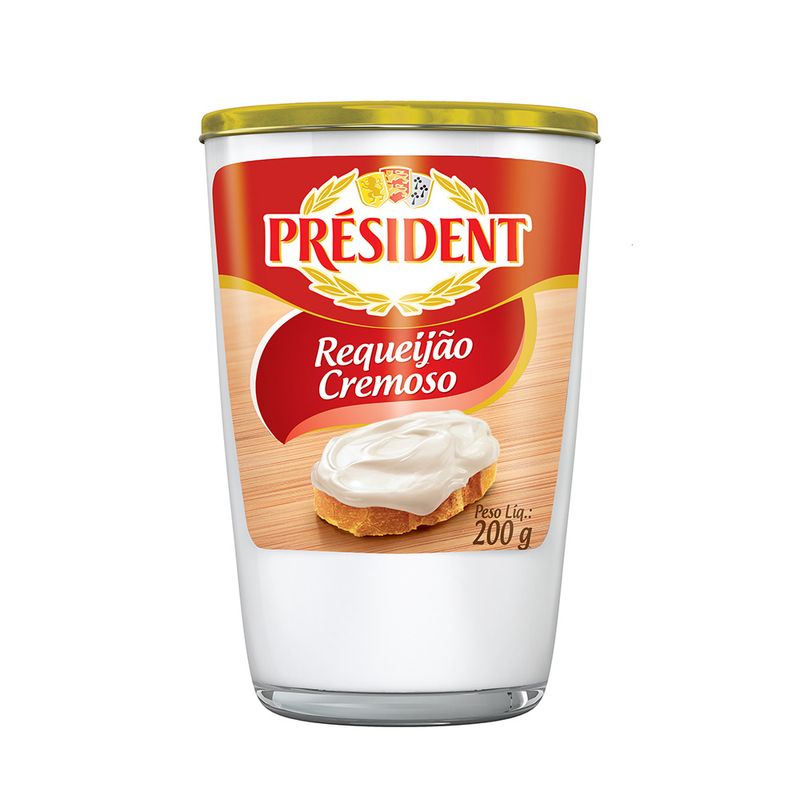 Requeijão cremoso em vidro Président 220g (7891097102592)