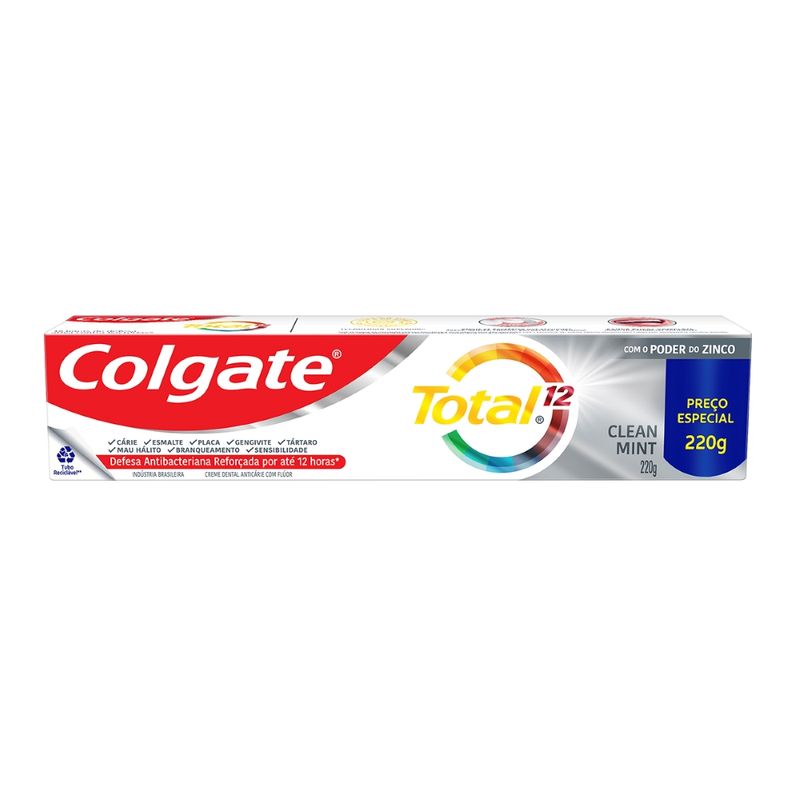Creme Dental Colgate Total 12 Clean Mint 220g (7509546659121)