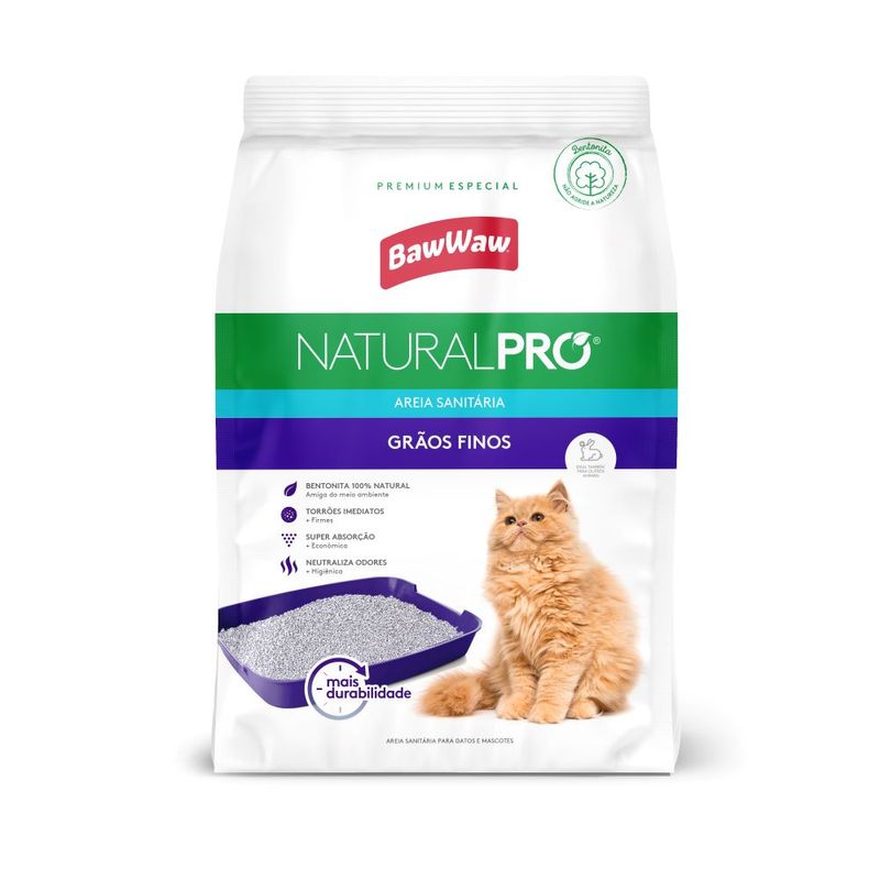 Areia Sanitaria Baw Waw Gato Pro Grão Fino 4kg (7899306041854)