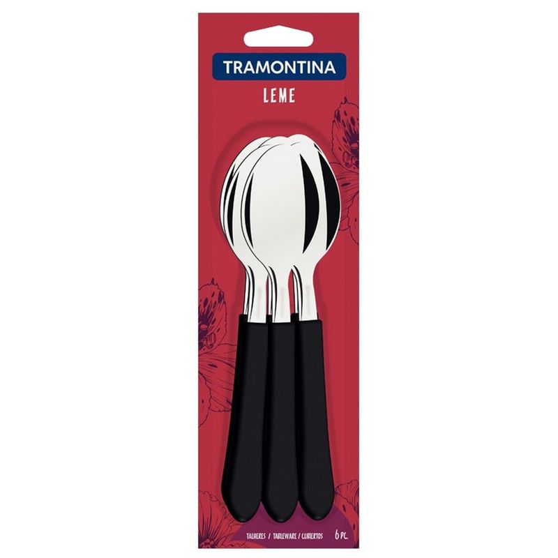Conjunto Colher Inox Tramontina Leme Preta Com 6 Peças (7891112276062)