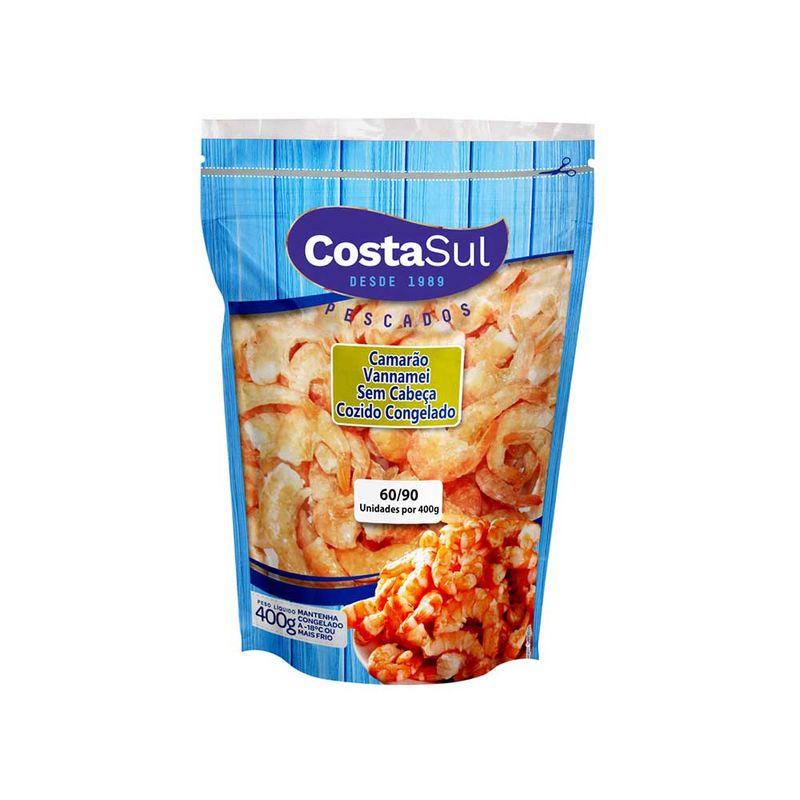 Camarão 60/90 Costa Sul Cozido sem Cabeça 400g (7896082506645)