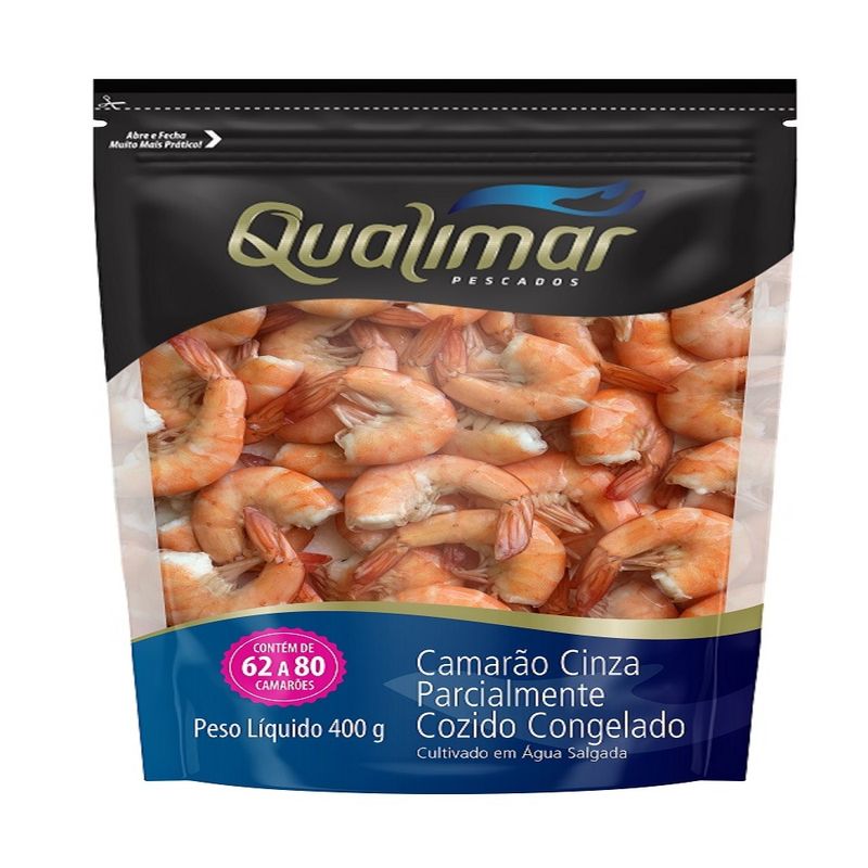 Camarão 53/62 Qualimar Sem Cabeça Cozido 400g (7898694040043)