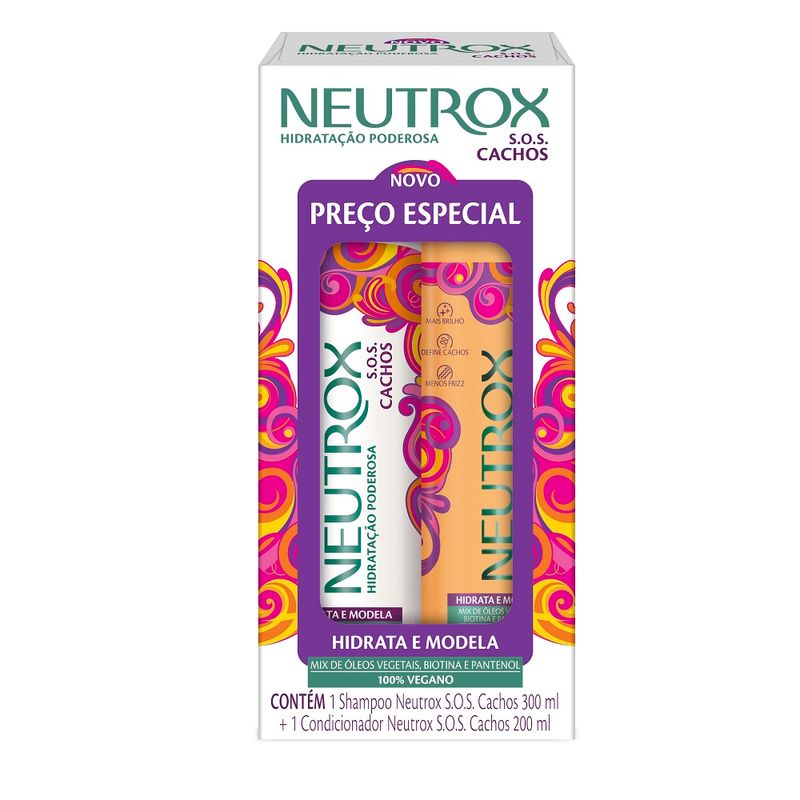 Shampoo 300ml Condicionador 200ml Neutrox Sos Cachos (7908324403657)