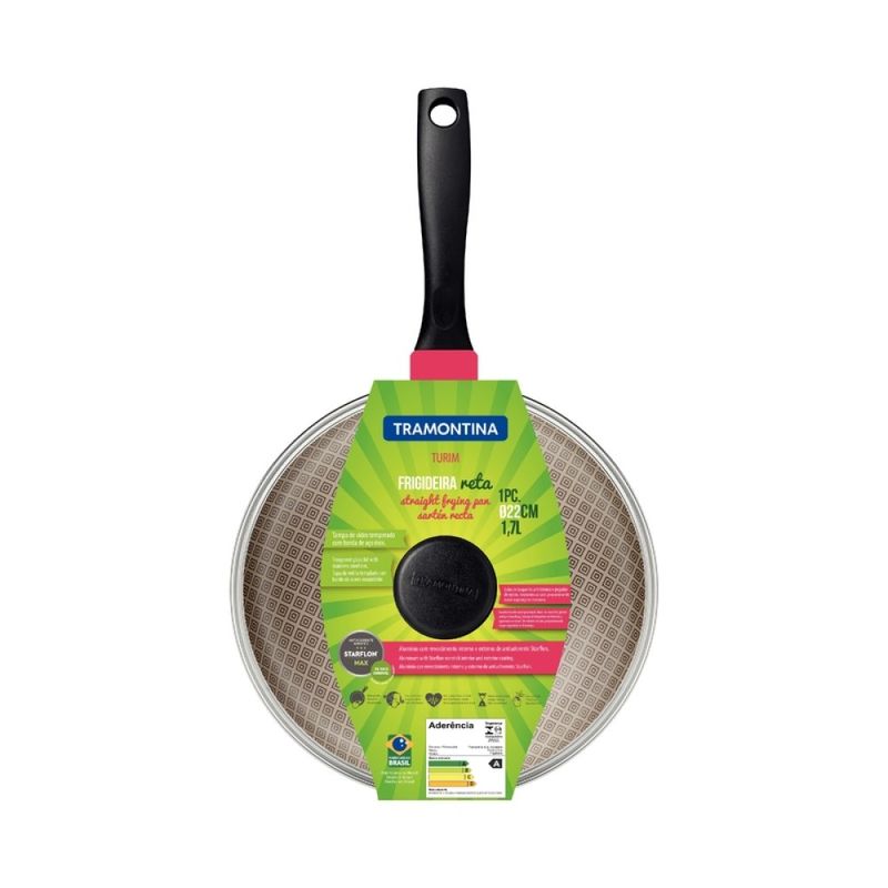 Frigideira aluminio Tramontina Vermelha com tampa 22cm (7891112326446)