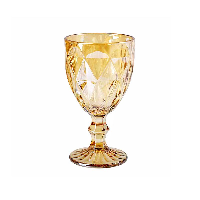 Taca vidro Diamante Ambar metalizada 300ml (7899887410162)