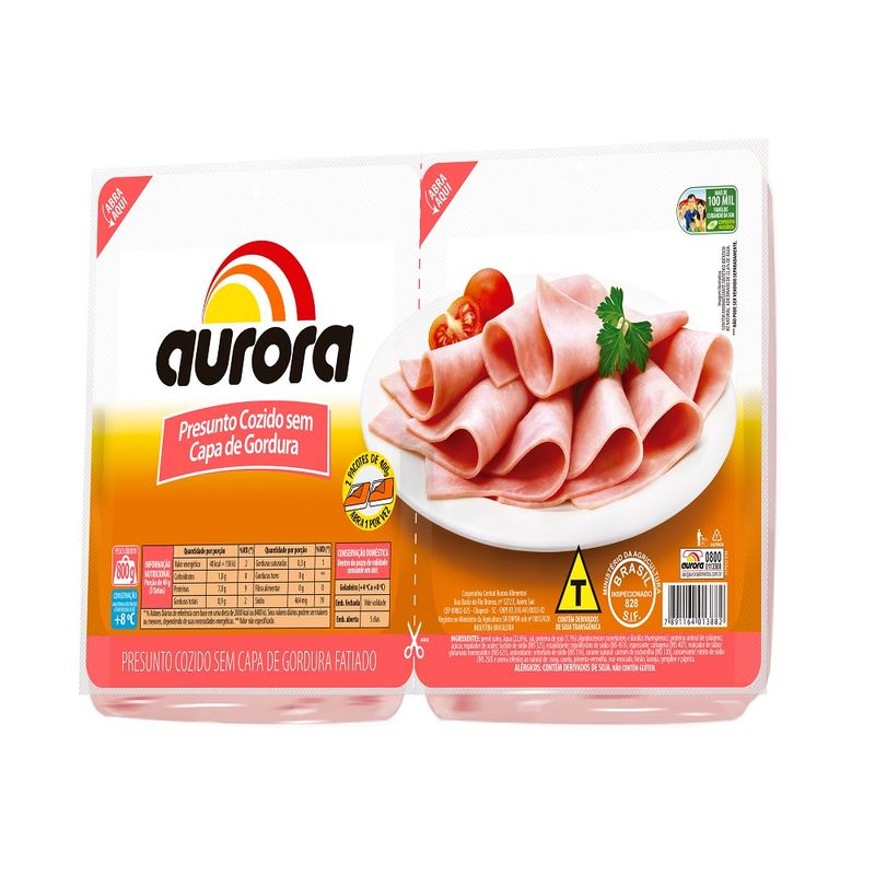 Presunto Cozido Aurora Fatiado 800g (7891164013882)