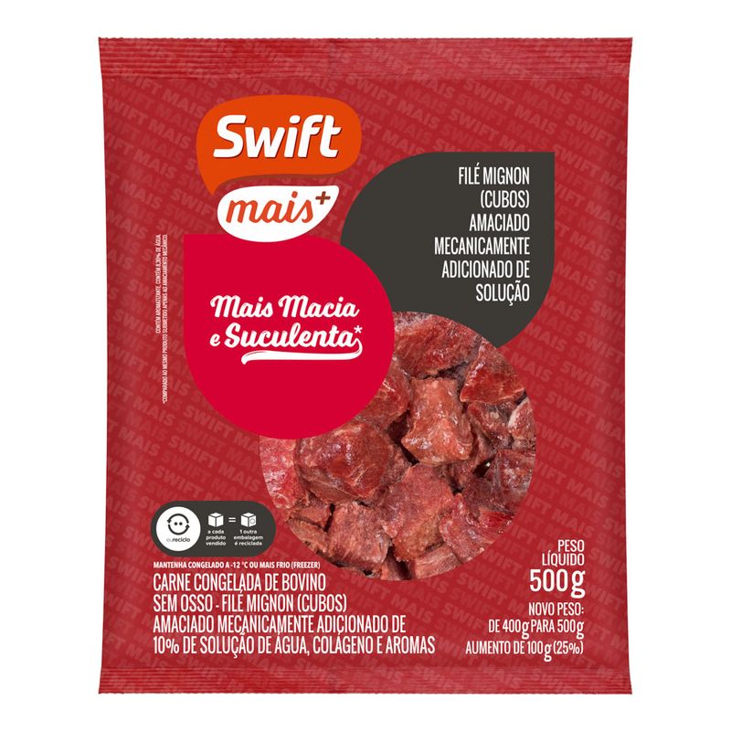 Carne Bovina Filé Mignon Cubos Swift Mais 500g (7908625602582)