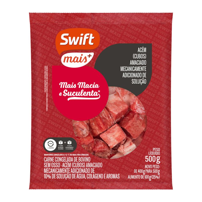 Carne Bovina Acém Cubos Swift Mais 500g (7908625602612)