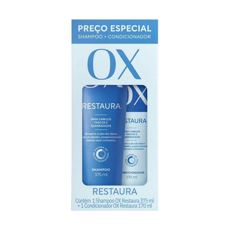 Shampoo 375ml E Condicionador 170ml OX Restaura (7908324400878)