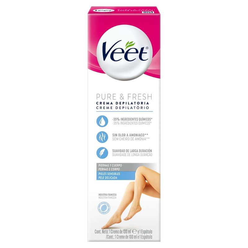 Creme Depilatorio Pure e Fresh Veet 100ml Pele Sensivel (8002990292139)
