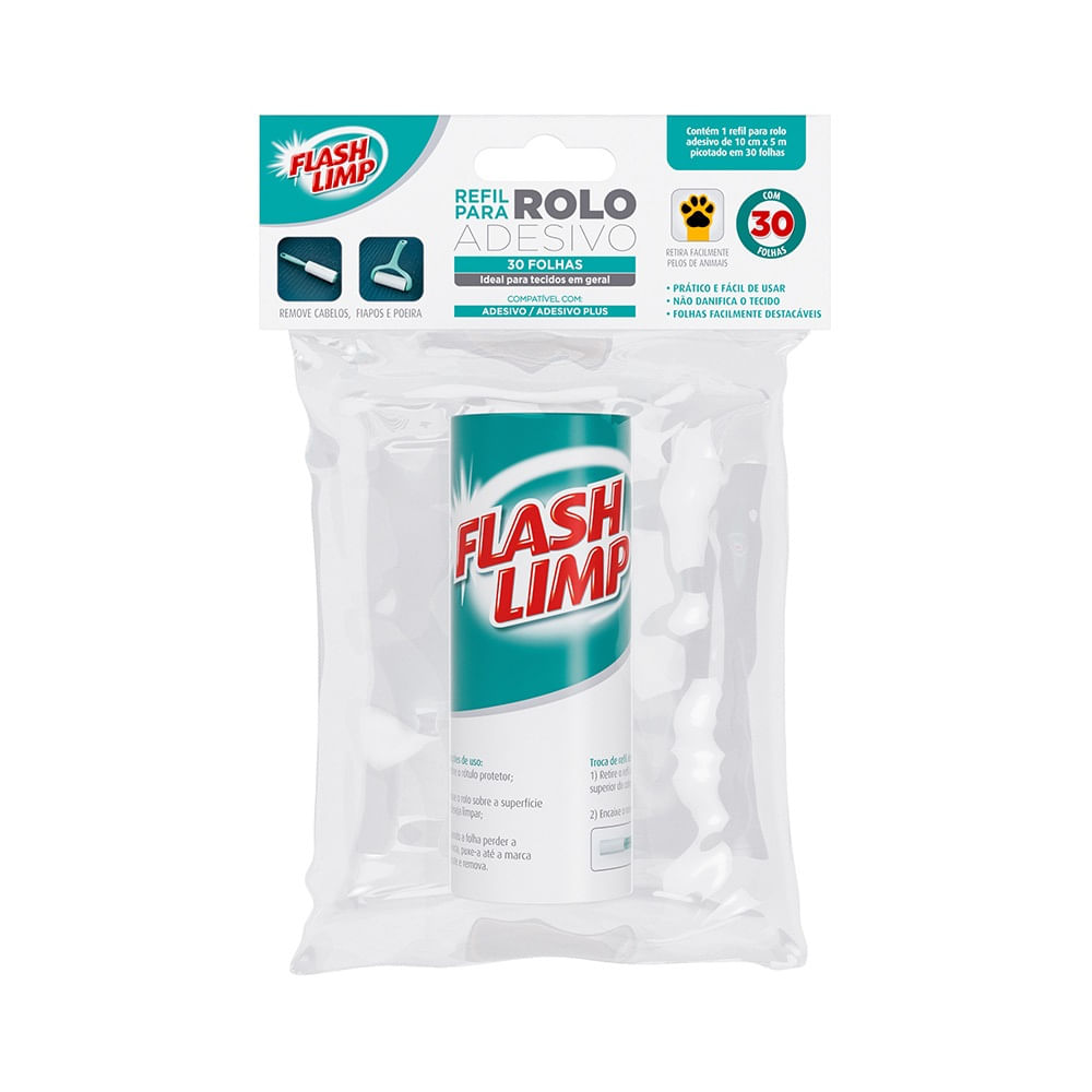 Rolo Adesivo Flash Limp 30 folhas refil