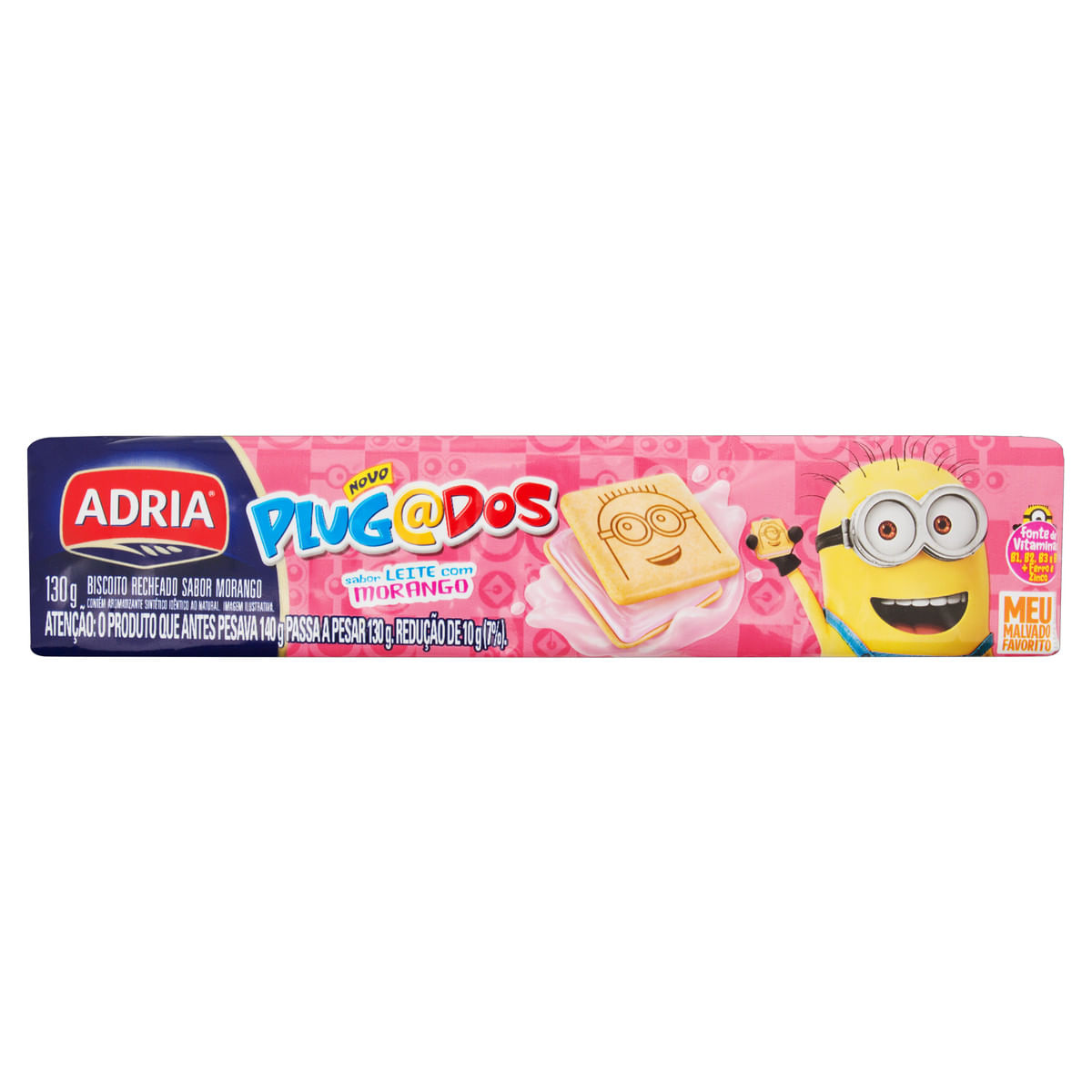 Biscoito Recheado Adria Plugados Morango 130g