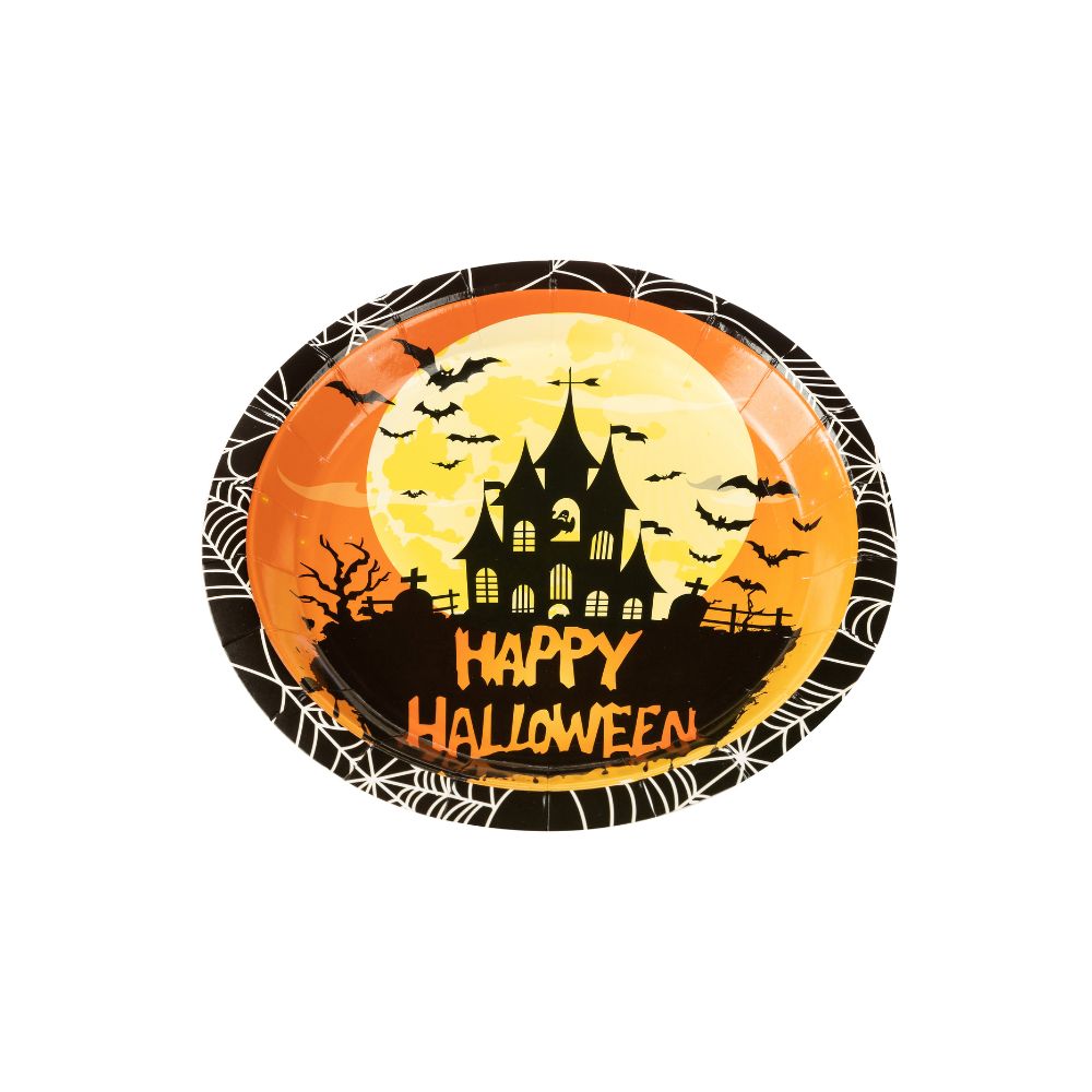 Prato Papel Halloween Castelo Com 10 Unidades