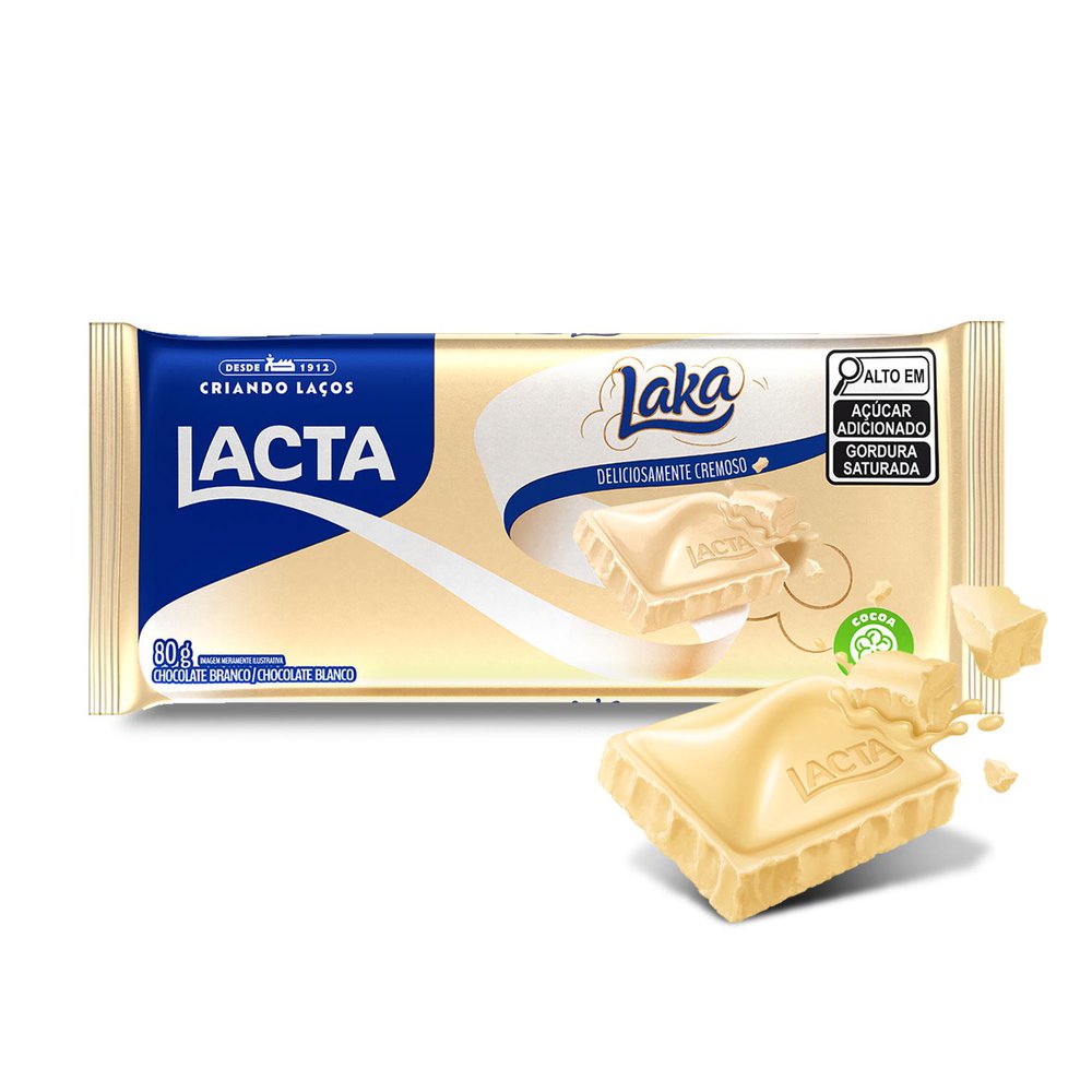 Chocolate Laka Branco Lacta 80G - Supermercado Sweet Premium