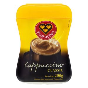 Cappuccino Solúvel Classic 3 Corações Pote 200g